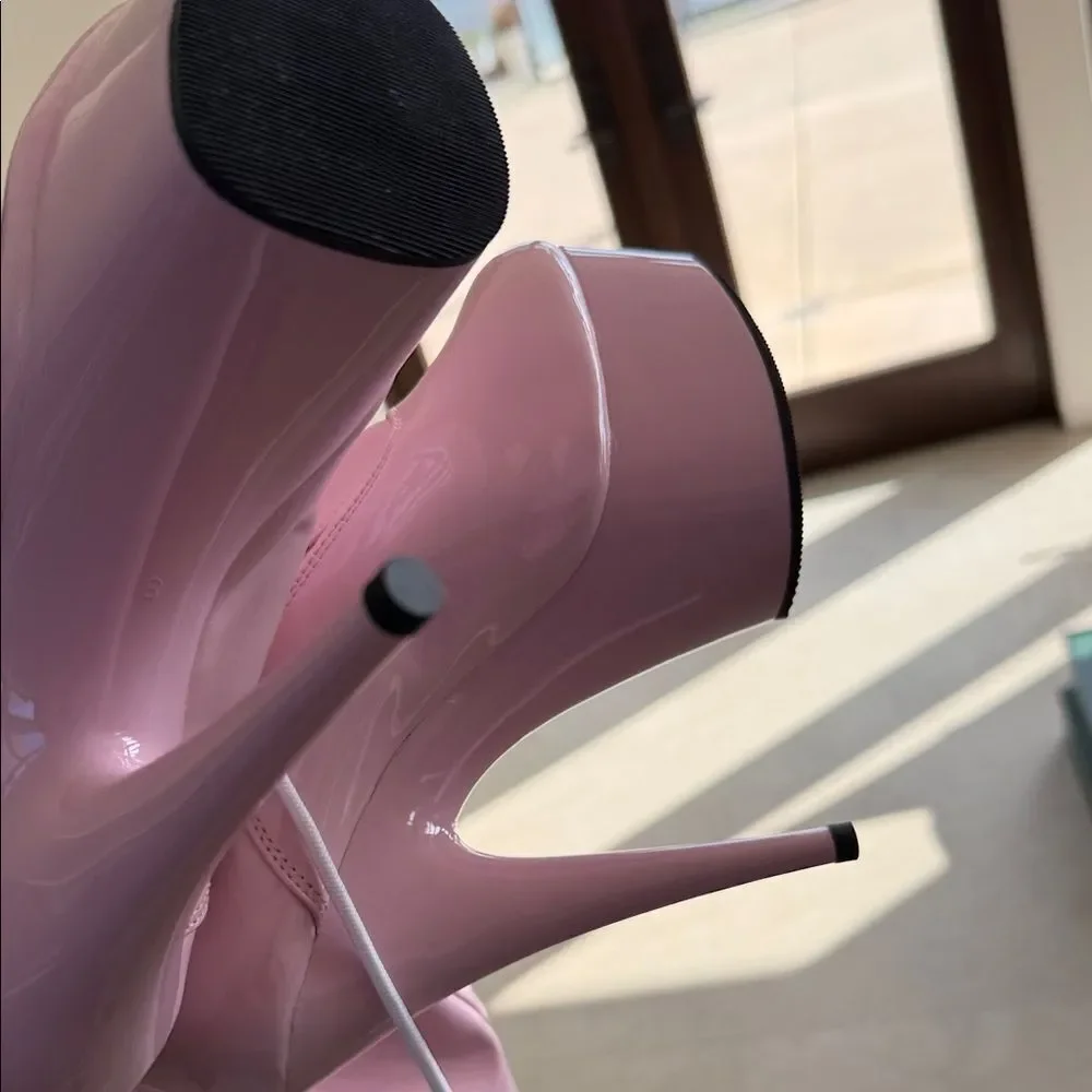 Pleaser Pink Over the Knee High Heel Boots